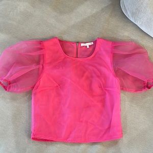 Pink Puff Sleeve Blouse